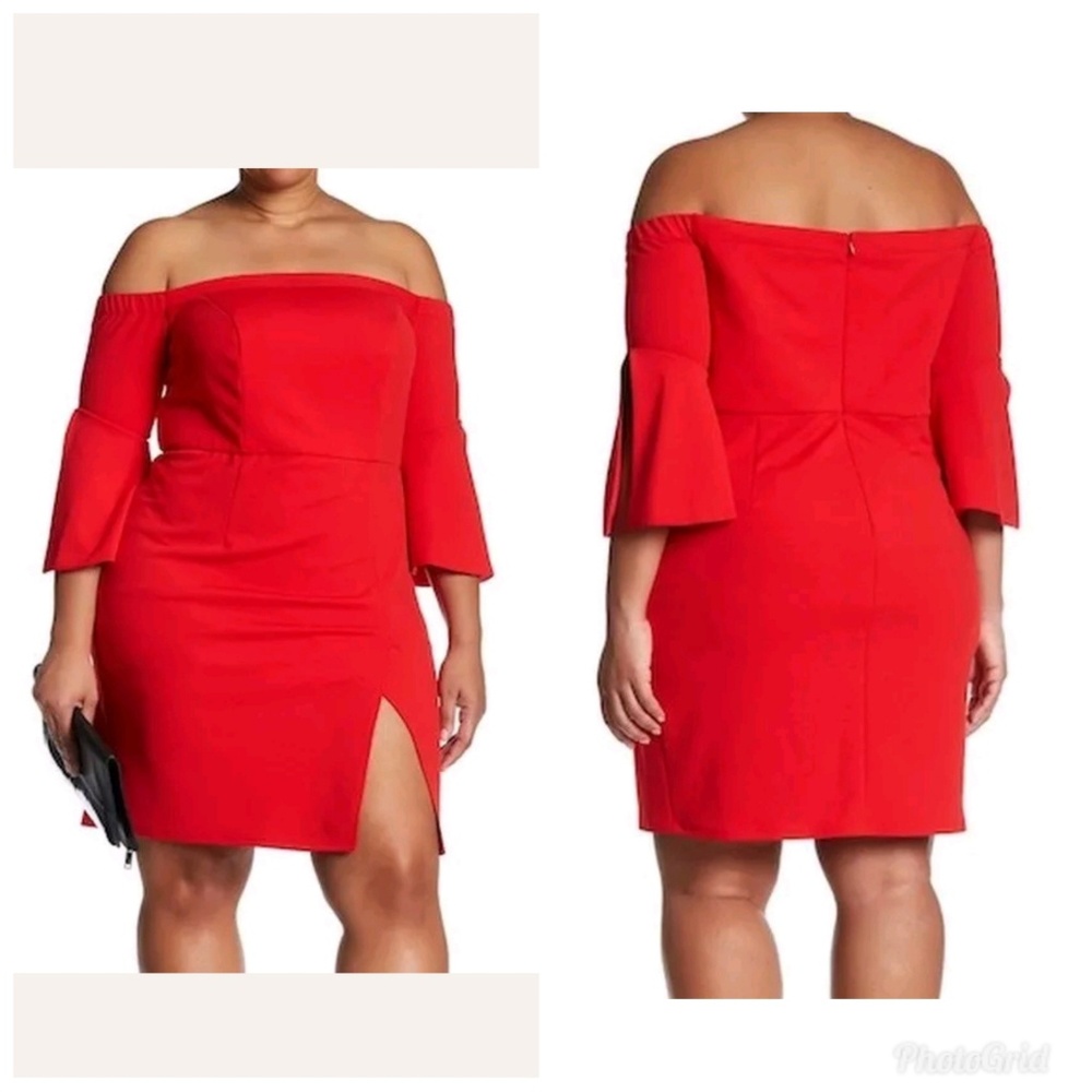 ABS ALLEN SCHWARTZ Off Shoulder Sheath Dress